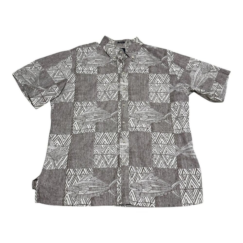 Reyn Spooner Fish Patterned Casual Button Down Hawaiian Shirt Adult XL
